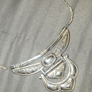Intricate Silver Necklace with Ornate Detailing